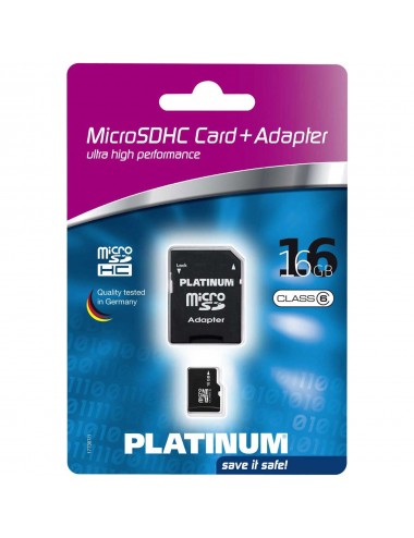 MemoryCard microSD Platinum Class6 16GB inkl. SD-Adapter BLISTR