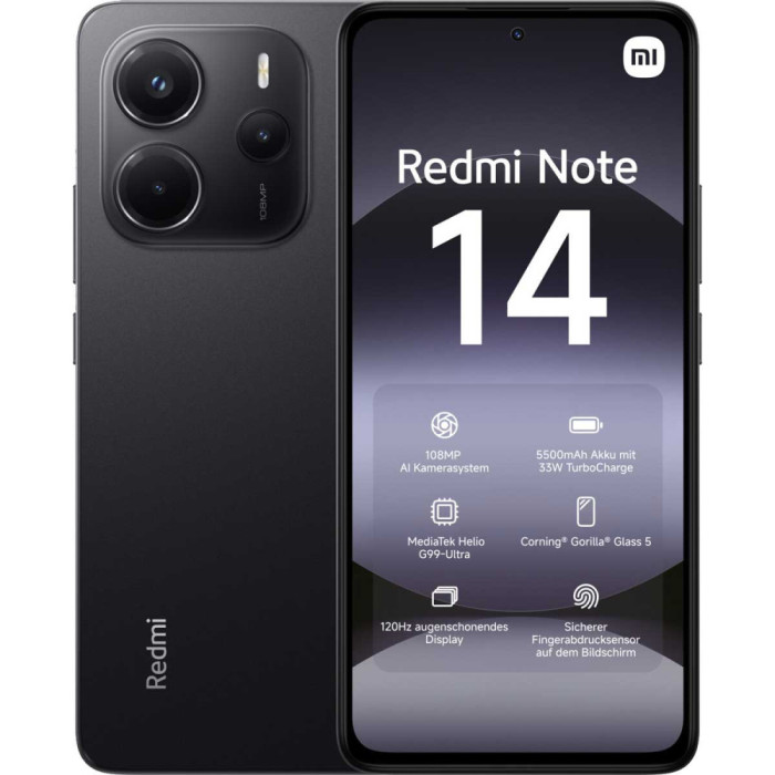 Xiaomi Redmi Note 14 6-128GB Midnight Black EU