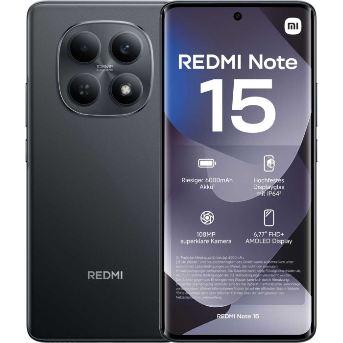 Xiaomi Redmi Note 15 6GB RAM 128GB Midnight Black EU