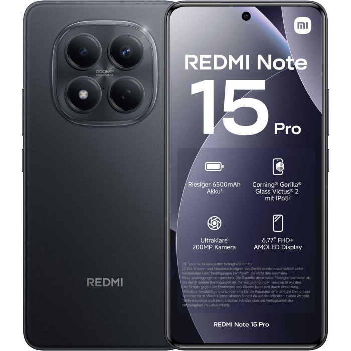 Xiaomi Redmi Note 15 Pro 4G 8GB RAM 256GB Midnight Black EU
