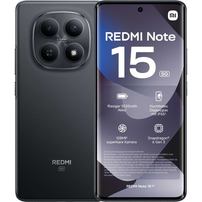 Xiaomi Redmi Note 15 5G 6GB RAM 128GB Midnight Black EU