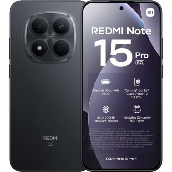 Xiaomi Redmi Note 15 Pro 5G 8GB RAM 512GB Midnight Black EU